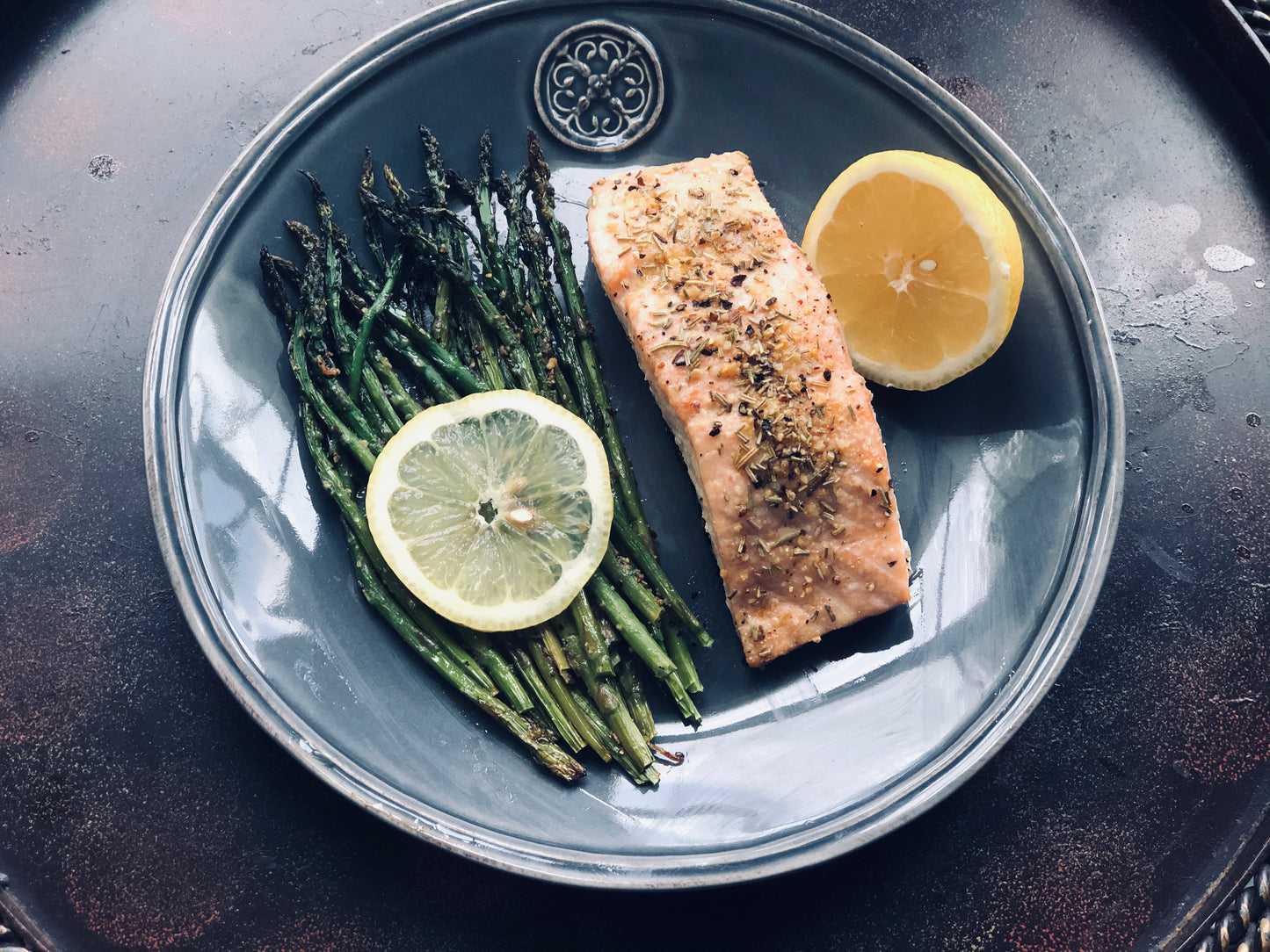 Rosemary Garlic Salmon with Lemon Pepper Asparagus