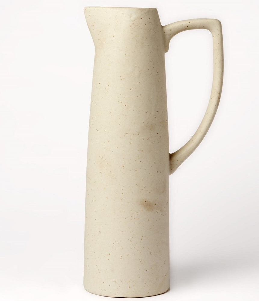Smooth Stone Ceramic Pitcher with Bold Handle