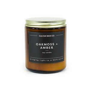 Oakmoss + Amber Candle in Amber Glass
