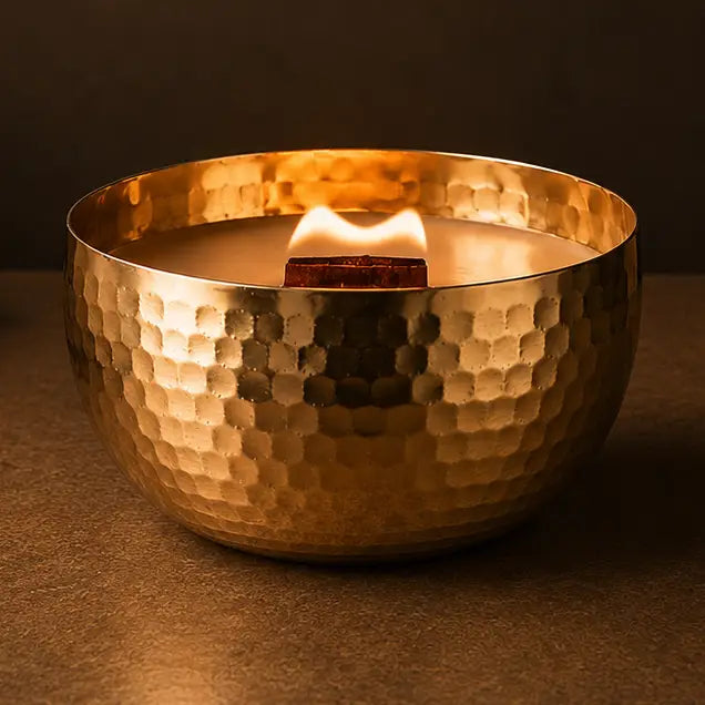Driftwood & Vetiver-Solid Brass 14oz Pure Soy Candle