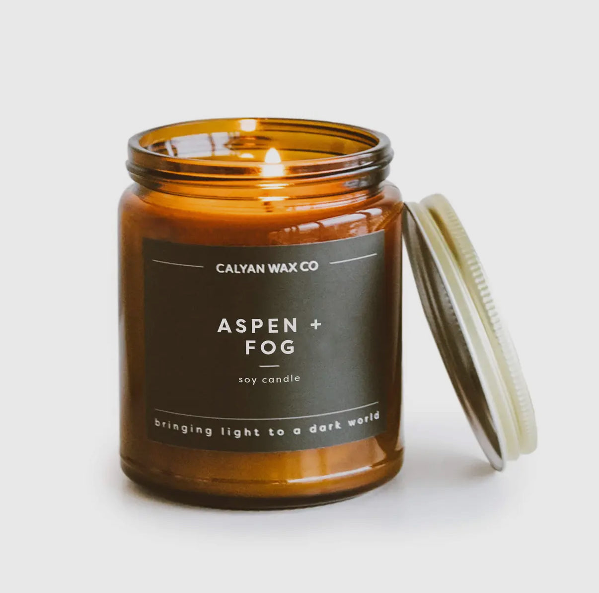 Aspen + Fog Candle in Amber Glass