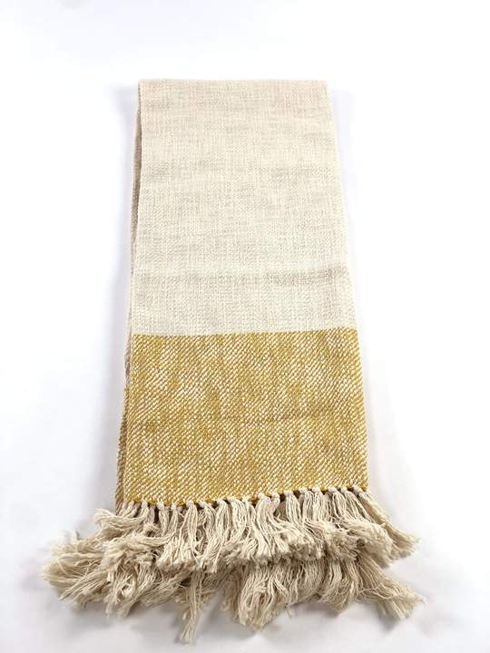 Hem Cream + Yellow Handwoven Throw Blanket
