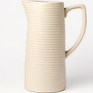 
            
                Load image into Gallery viewer, Ribbed Stone Ceramic Pitcher Vase with Large Handle, Home Decor, Kitchen, Living, Pitcher, Vase, Accent
            
        