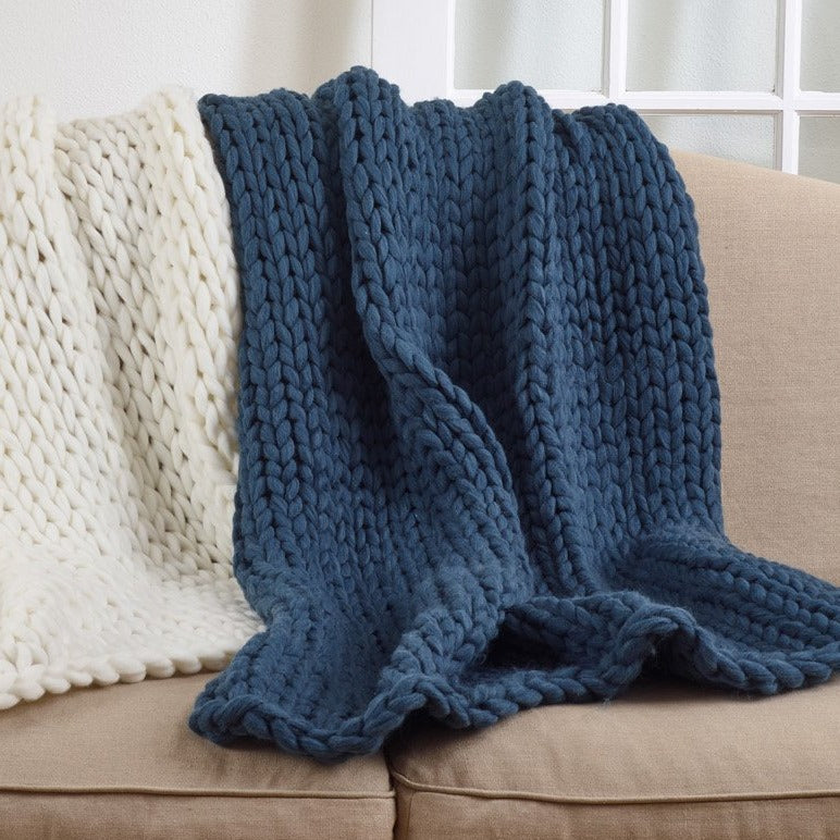 
            
                Load image into Gallery viewer, Oversized Chunky Knit Throw - Ocean Blue, Blanket, Throw, Oversized, Soft
            
        