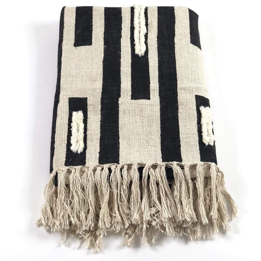 Kushi Hand-Woven Black + Cream Blanket
