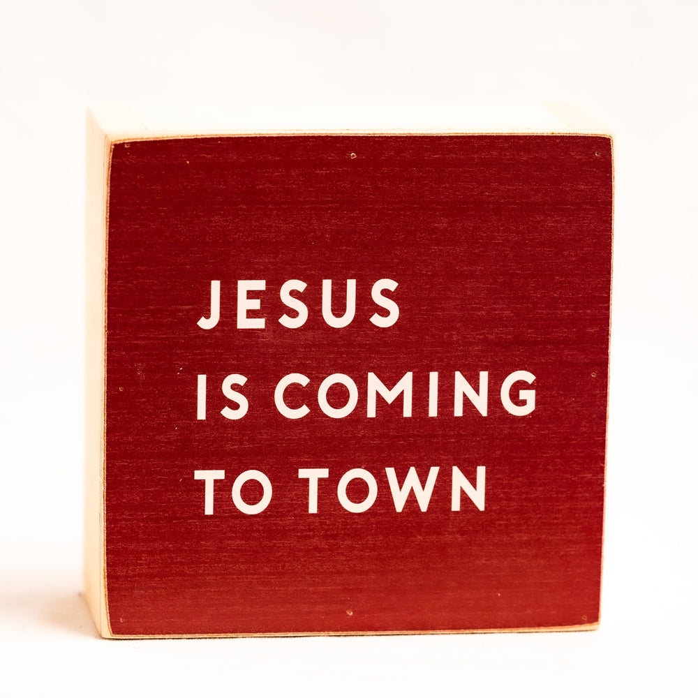 Jesus is Coming to Town Christmas Block Art