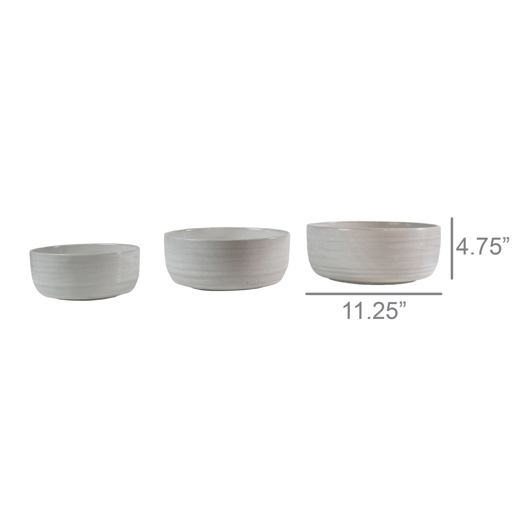 Liam Ceramic Serving Bowls - Set of 3 - White Glaze