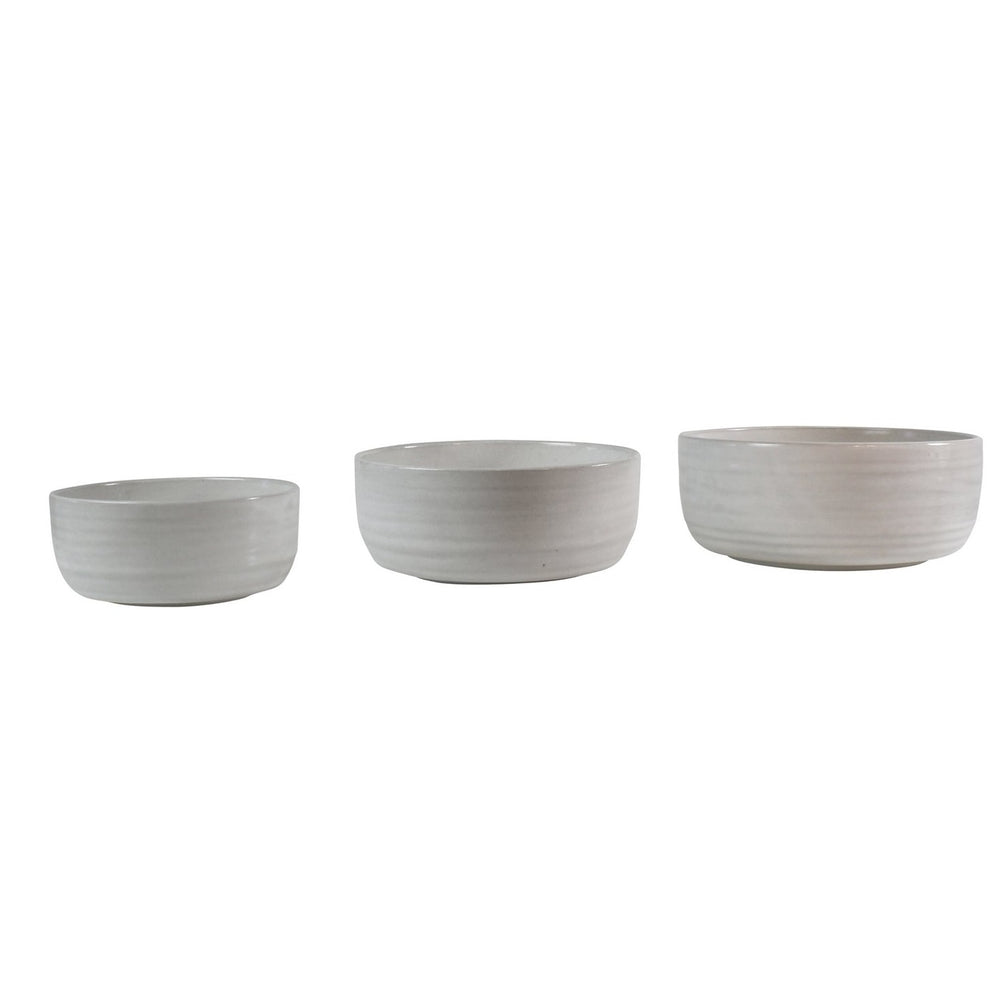 Ceramic Serving Bowls - Set of 3 - White Glaze