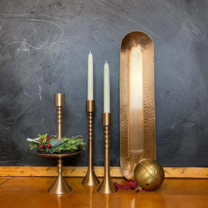 
            
                Load image into Gallery viewer, Brass Taper Holder Set, Brass Candle Holder Set of Three
            
        