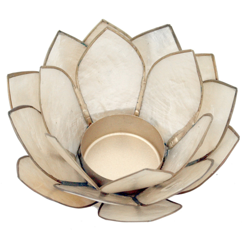 Natural Capiz Small Lotus Tealight Candle Holder