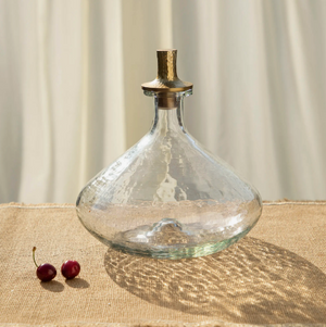 Pebbled Glass Decanter Wide