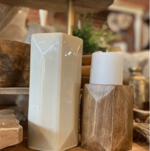 Wooden Pillar Candle Holder