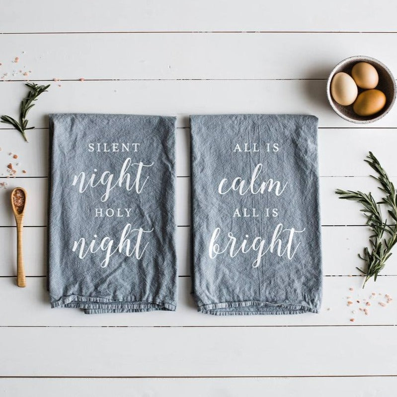 Silent Night Holy Night Christmas Holiday - Set of Two Tea Towels, Christmas, Holiday, Christmas Towels, Christmas Decorations, Kitchen Decor, Home Decor, Accent, Christmas Gift, Teacher Gift