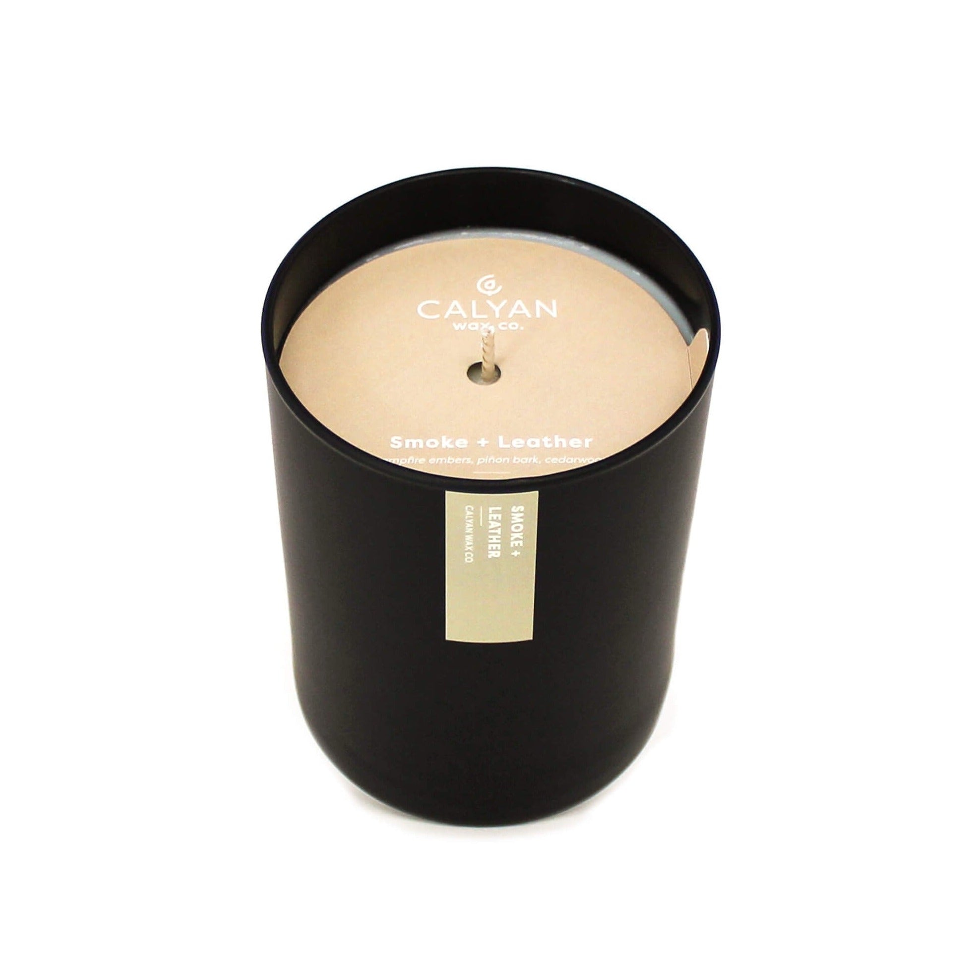 Smoke + Leather Matte Black Tumbler Soy Candle