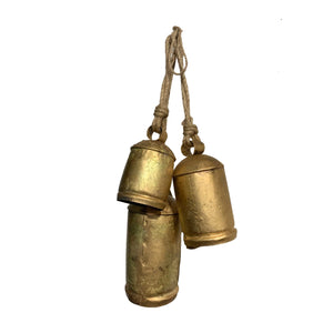 
            
                Load image into Gallery viewer, Set of three Rural School Bells  on jute rope
            
        