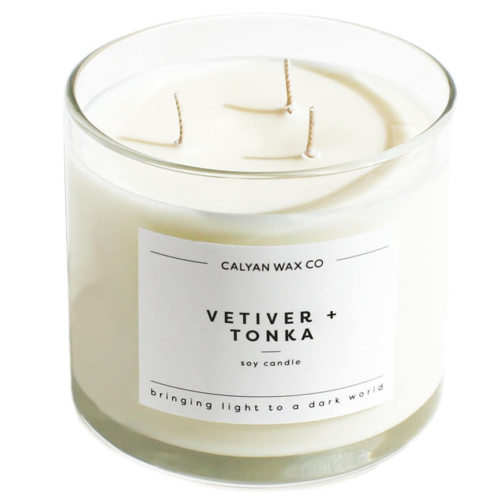 Vetiver + Tonka 3-Wick Glass Candle